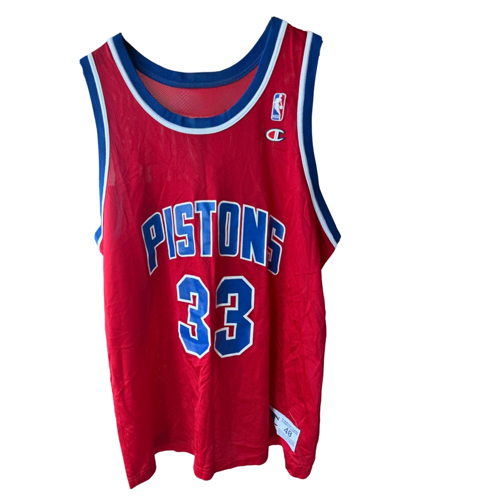 Vintage Authentic Champion Grant Hill 33 Detroit Pistons Red NBA Jersey Size 48